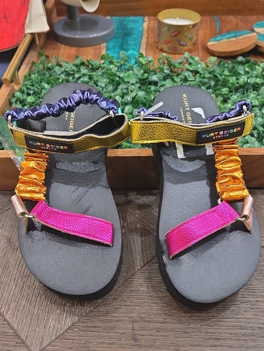 Kurt Geiger Multicolor Scrunch-Strap Sandals - Pink/Gold/Orange/Purple